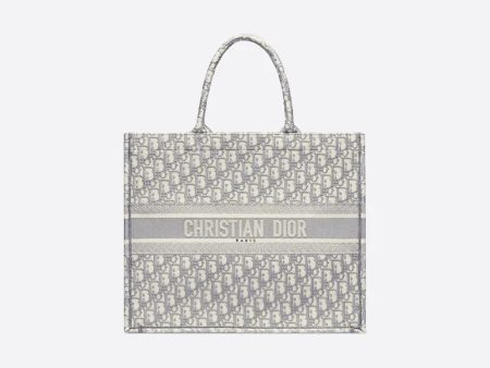 DIOR LARGE BOOK TOTE GRAY DIOR OBLIQUE EMBROIDERY Sale