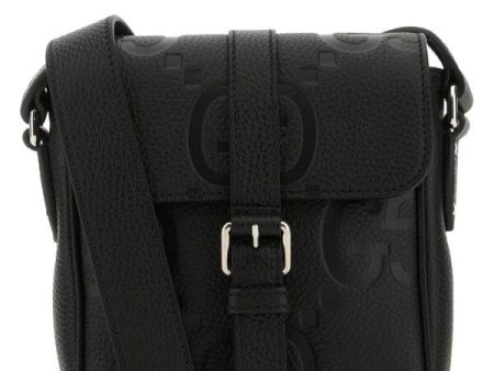 Gucci Man Black Leather Small Jumbo Gg Crossbody Bag Supply