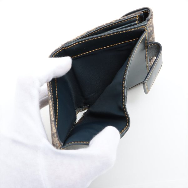 Dior Trotter Saddle Canvas Compact Wallet Navy Blue Online Sale