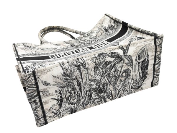 White & Black Christian Dior Large Toile de Jouy Book Tote Online Sale