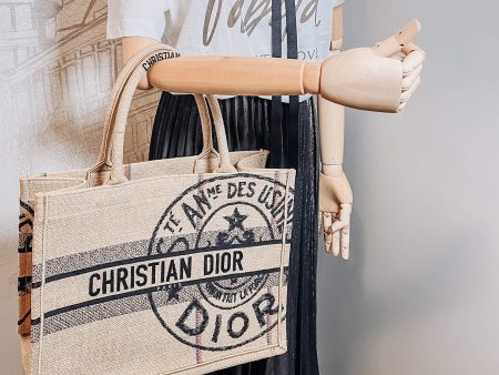 Book Tote Medium Jute Dior Union Motif Tote Bag Online