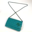 CHANEL Shoulder Bag leather green Crossbody long wallet CC COCO Mark Quilting Matelasse Women Used Discount