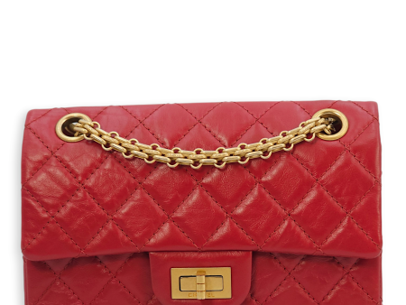 2.55 Reissue Mini Red Crossbody Bag in Distressed leather, Gold hardware For Discount