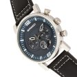 Breed Ryker Chronograph Leather-Band Watch w Date - Black Blue Discount