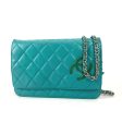 CHANEL Shoulder Bag leather green Crossbody long wallet CC COCO Mark Quilting Matelasse Women Used Discount