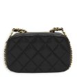 23C Quilted Camera Mini Black Crossbody Bag in Caviar Leather, Gold hardware For Discount