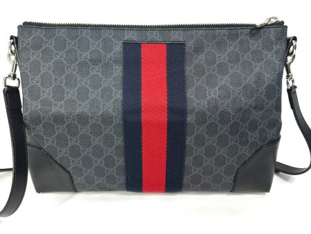 GUCCI Shoulder Bag 474139 PVC   Leather black Crossbody GG Supreme Shelley mens Secondhand Sale