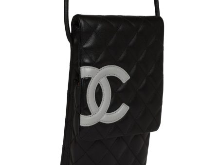 Vintage Chanel Cambon Messenger Crossbody Black and Grey Calfskin Silver Hardware Supply