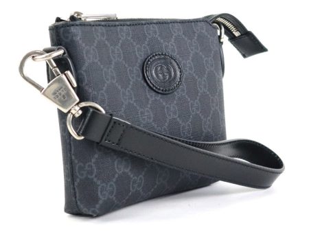 Gucci Crossbody Shoulder Bag Pouch Interlocking G GG Supreme Canvas Dark Gray Men s 723306 Sale