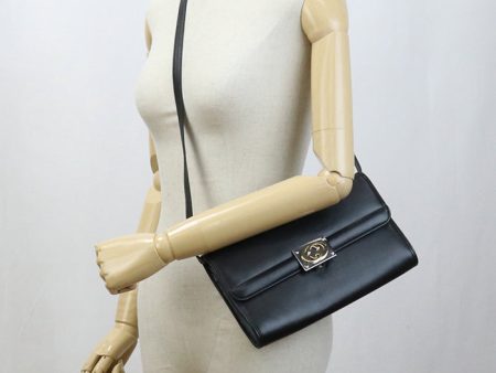 GUCCI 628521 Shoulder Bag Crossbody Interlocking G Diagonal leather Black Women Supply