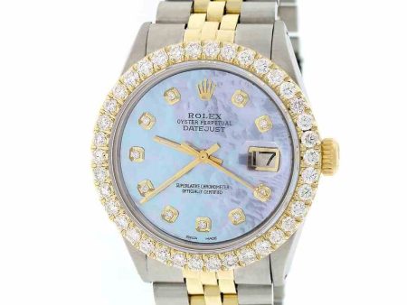 Rolex Datejust 2-Tone 36MM Jubilee Watch w MOP Diamond Dial & 2.7CT Bezel TFJ-142508159 For Discount