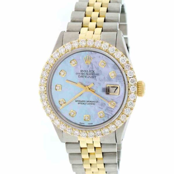 Rolex Datejust 2-Tone 36MM Jubilee Watch w MOP Diamond Dial & 2.7CT Bezel TFJ-142508159 For Discount