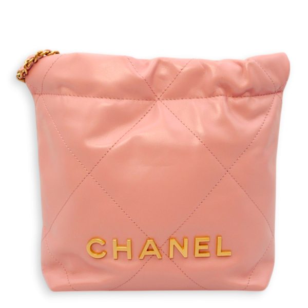 22 Mini Pink Crossbody Bag in Calfskin, Gold hardware Supply