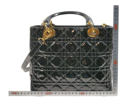 Christian Dior Black Enamel Hand Bag on Sale