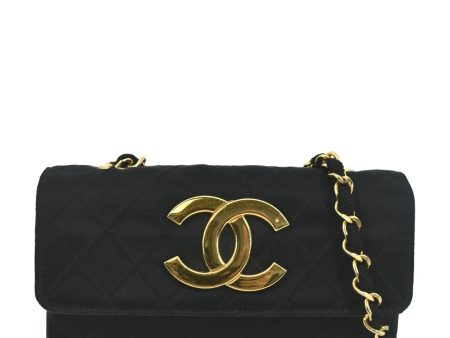 CHANEL Mini Flap Quilted Satin Crossbody Bag Black For Discount