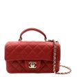 CHANEL Mini Top Handle Rectangular Flap Quilted Leather Crossbody Bag Red Online Sale