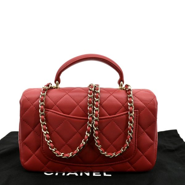 CHANEL Mini Top Handle Rectangular Flap Quilted Leather Crossbody Bag Red Online Sale