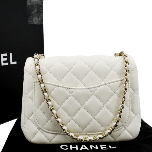 CHANEL Pearl Crush Mini Square Flap Leather Crossbody Bag White For Cheap