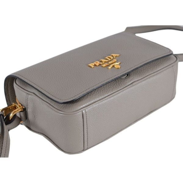 Prada Vitello Phenix Argilla Grey Leather Flap Crossbody Bag Cheap