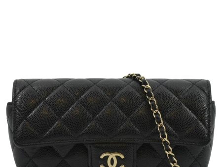 CHANEL Quilted Caviar Leather Chain Crossbody Glasses Case Bag Black Discount