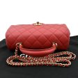 CHANEL Mini Top Handle Rectangular Flap Quilted Leather Crossbody Bag Red Online Sale