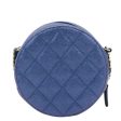 CHANEL Round Clutch with Chain Mini Quilted Iridescent Caviar Leather Crossbody Bag Shiny Blue on Sale