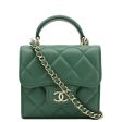 CHANEL Mini Top Handle Leather Crossbody Clutch Bag Green For Cheap