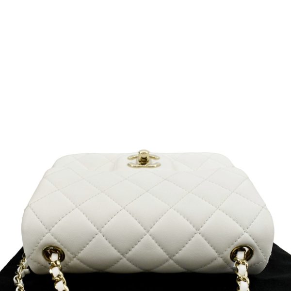 CHANEL Pearl Crush Mini Square Flap Leather Crossbody Bag White For Cheap