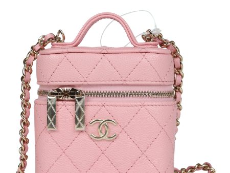 Chanel Mini Top Handle Crossbody Vanity Case Pink Caviar Gold Hardware For Cheap