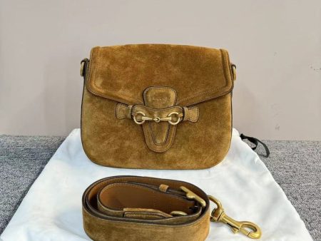 Gucci Brown Suede Crossbody Bag with DustBag, Medium Size Online now