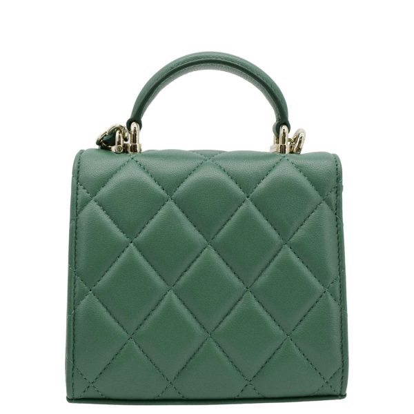 CHANEL Mini Top Handle Leather Crossbody Clutch Bag Green For Cheap