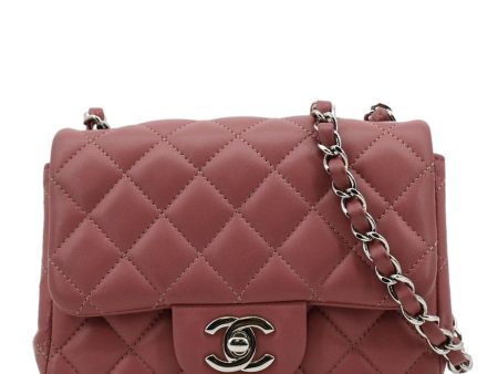 CHANEL Mini Square Flap Leather Crossbody Bag Pink Supply