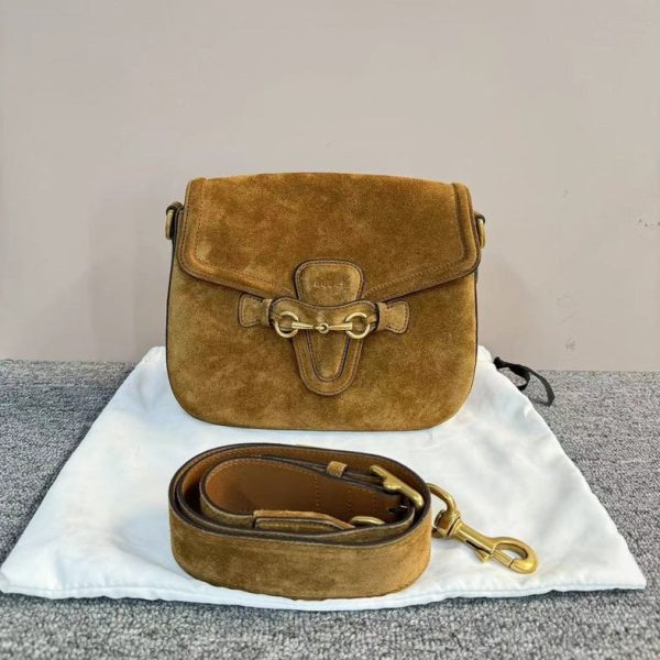 Gucci Brown Suede Crossbody Bag with DustBag, Medium Size Online now