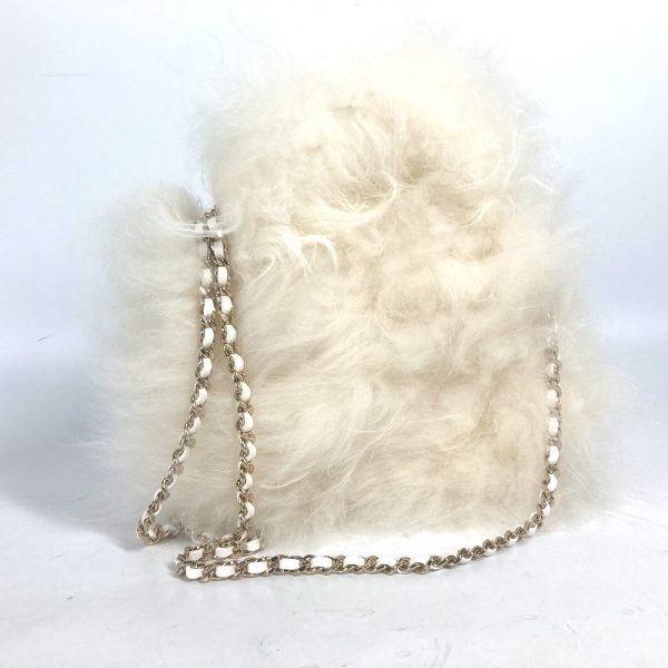 CHANEL Handbag Fur, Leather white Crossbody CC COCO Mark Matelasse Women Used For Sale